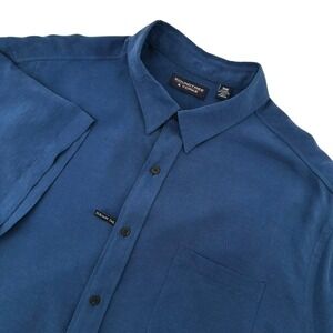 Roundtree Yorke Mens 3XB Blue‎ Short Sleeve Button Down Shirt Square Tail NEW